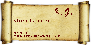 Kluge Gergely névjegykártya